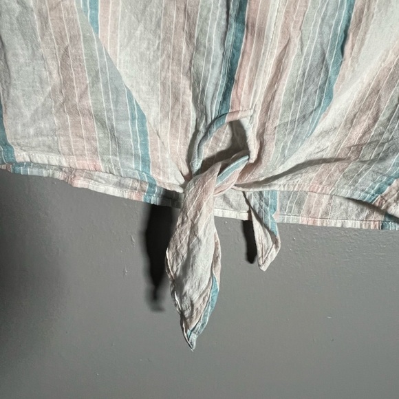 Anthropologie Cloth and Stone Linen Blend Front Tie Shirt- XS - Picture 2 of 8